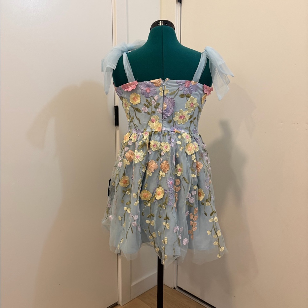 Lulu's Light Blue Floral Midi Dress with Pastel Embroidery - Picture 9 of 12